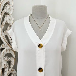 White Short Sleeve Blouse